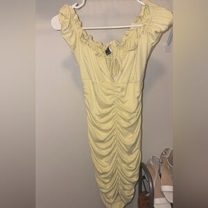 Windsor Yellow Ruched Mini Dress
